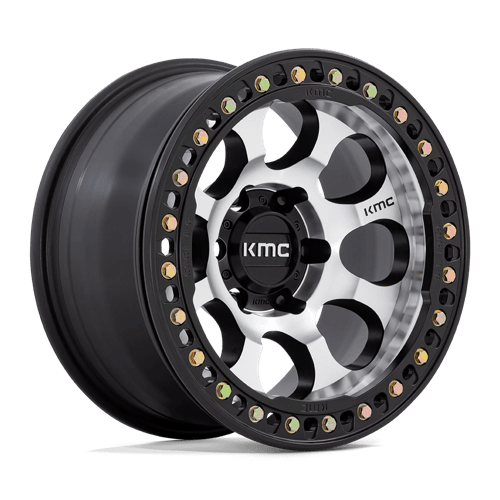 KMC KM237 RIOT BEADLOCK - MACHINED FACE SATIN BLACK WINDOWS & RING